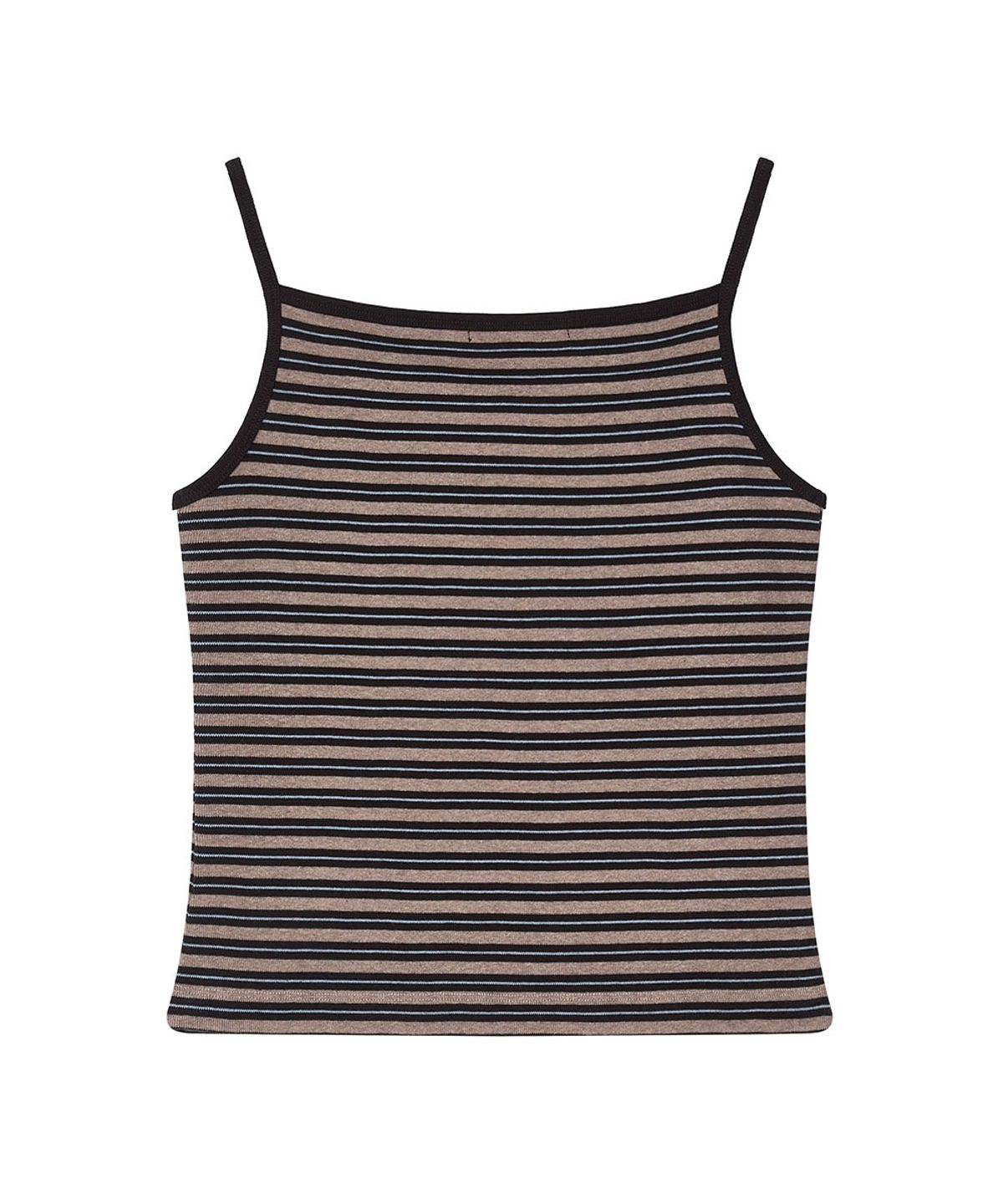 로타입(ROUGHTYPE) Stripe Henley Neck Sleeveless - Beige