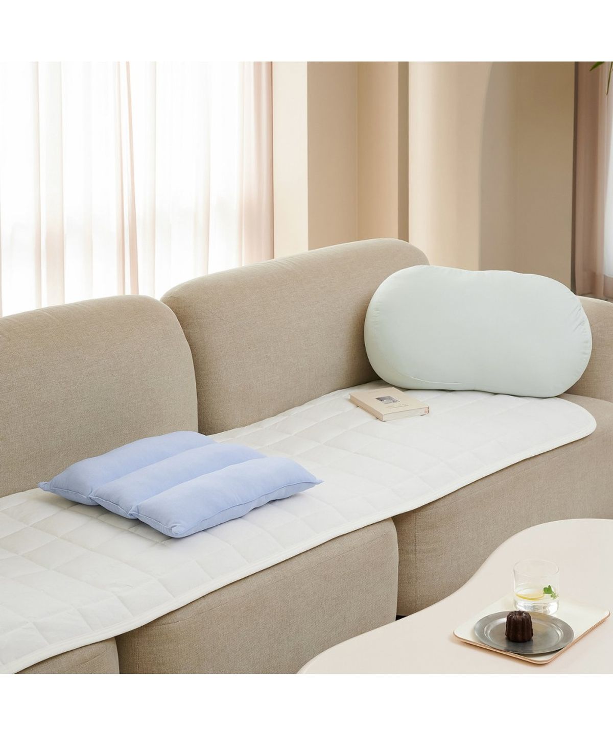 자주(JAJU) JAJU AIR 냉감 PCM 4인용 소파패드_240x65CM_화이트