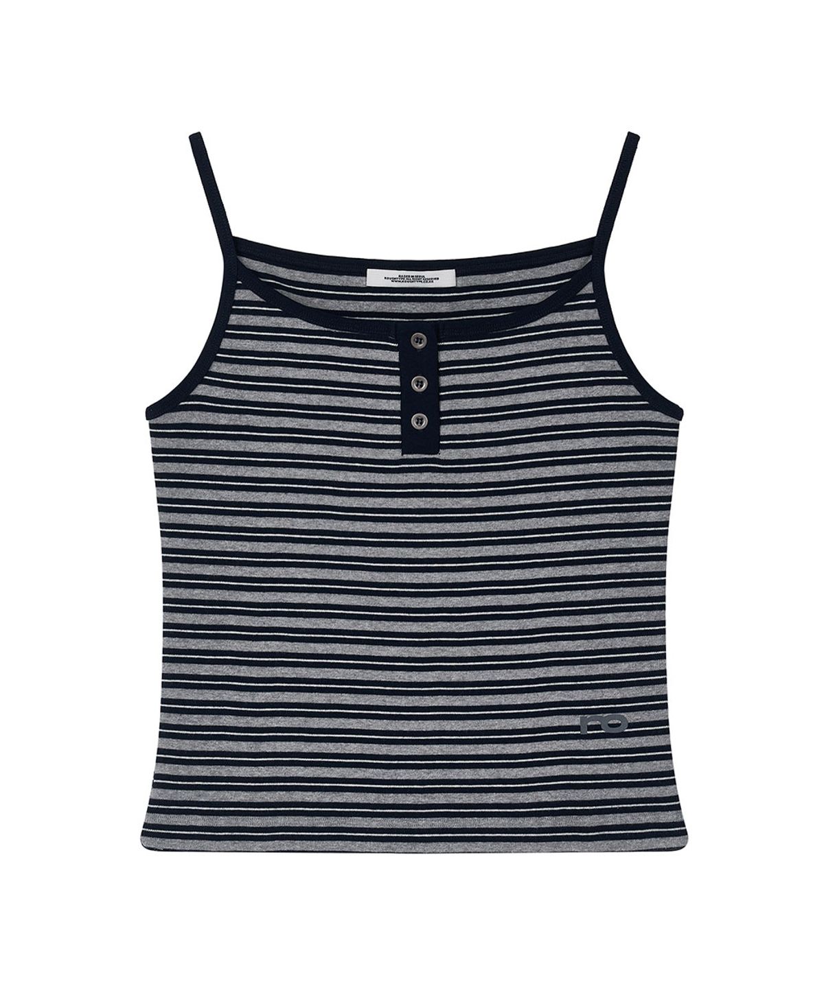 로타입(ROUGHTYPE) Stripe Henley Neck Sleeveless - Navy