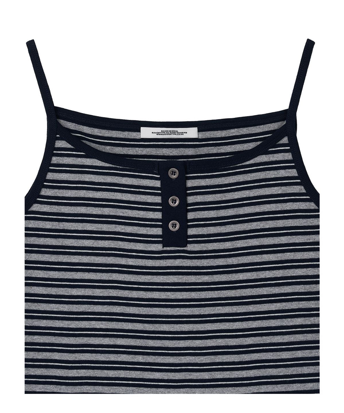로타입(ROUGHTYPE) Stripe Henley Neck Sleeveless - Navy