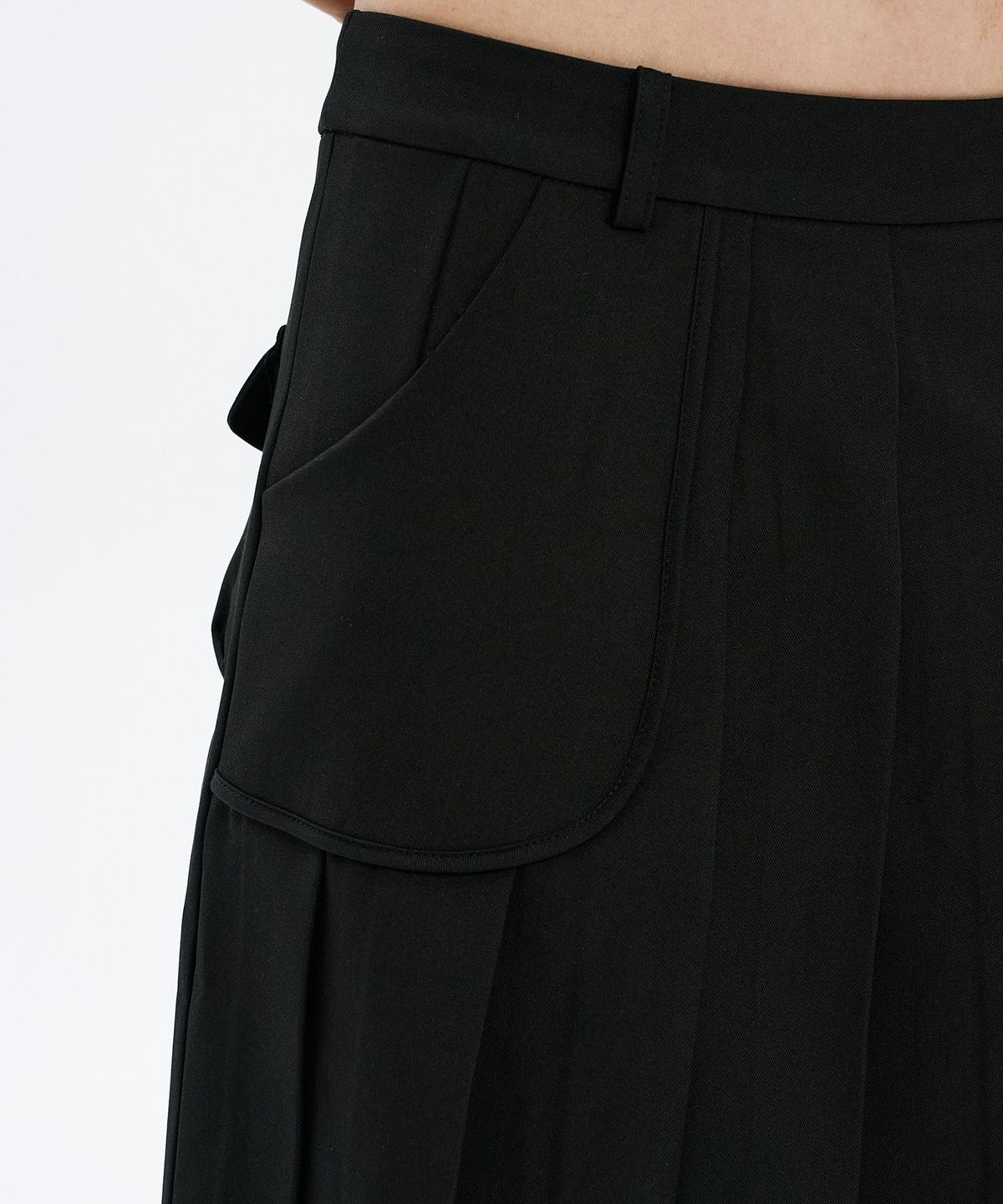 하나히(HANAHI) Low pocket pleated skirt BLACK