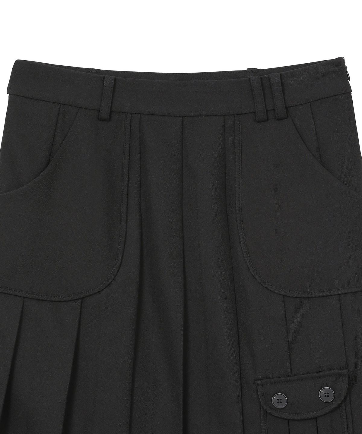 하나히(HANAHI) Low pocket pleated skirt BLACK