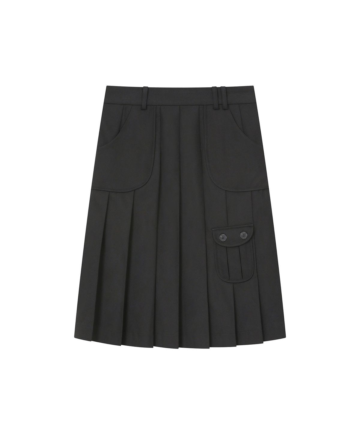하나히(HANAHI) Low pocket pleated skirt BLACK