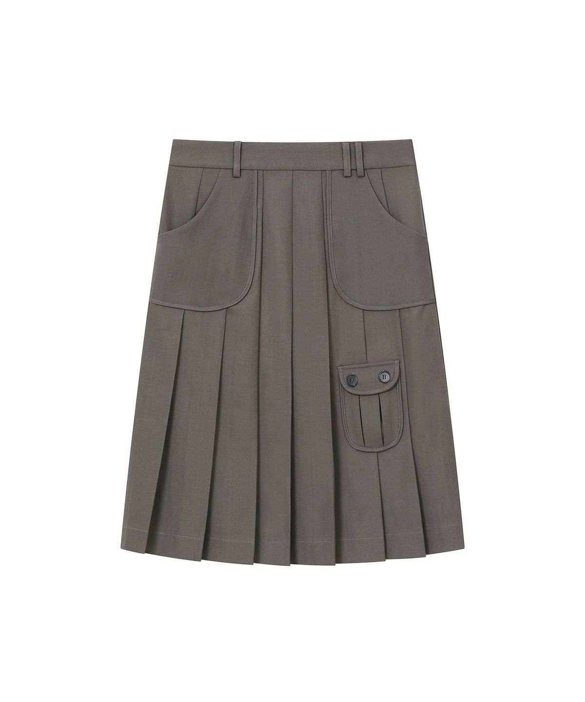 하나히(HANAHI) Low pocket pleated skirt GREY