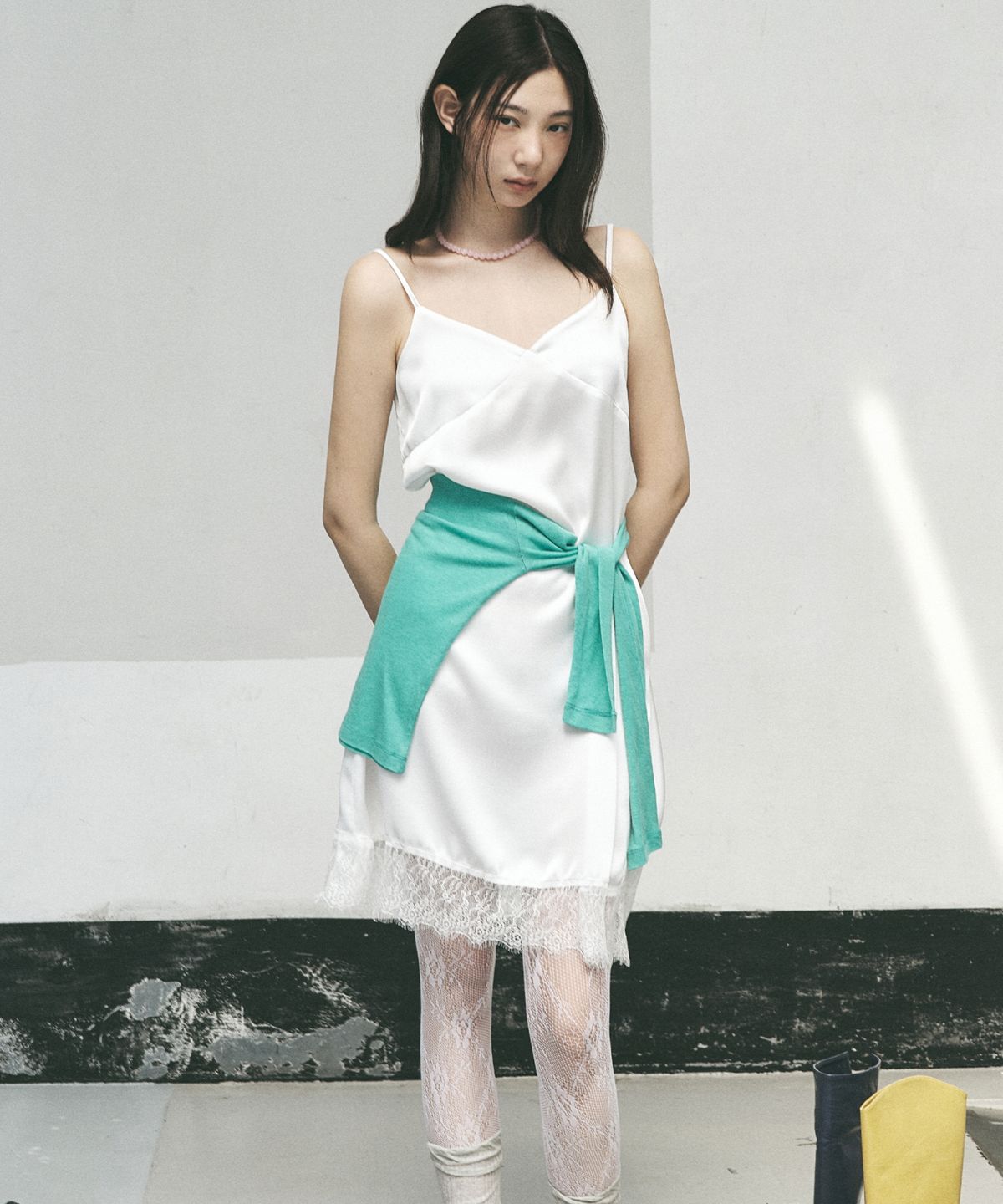닉앤니콜(NICK&NICOLE) SATIN LACE SLIP DRESS_IVORY
