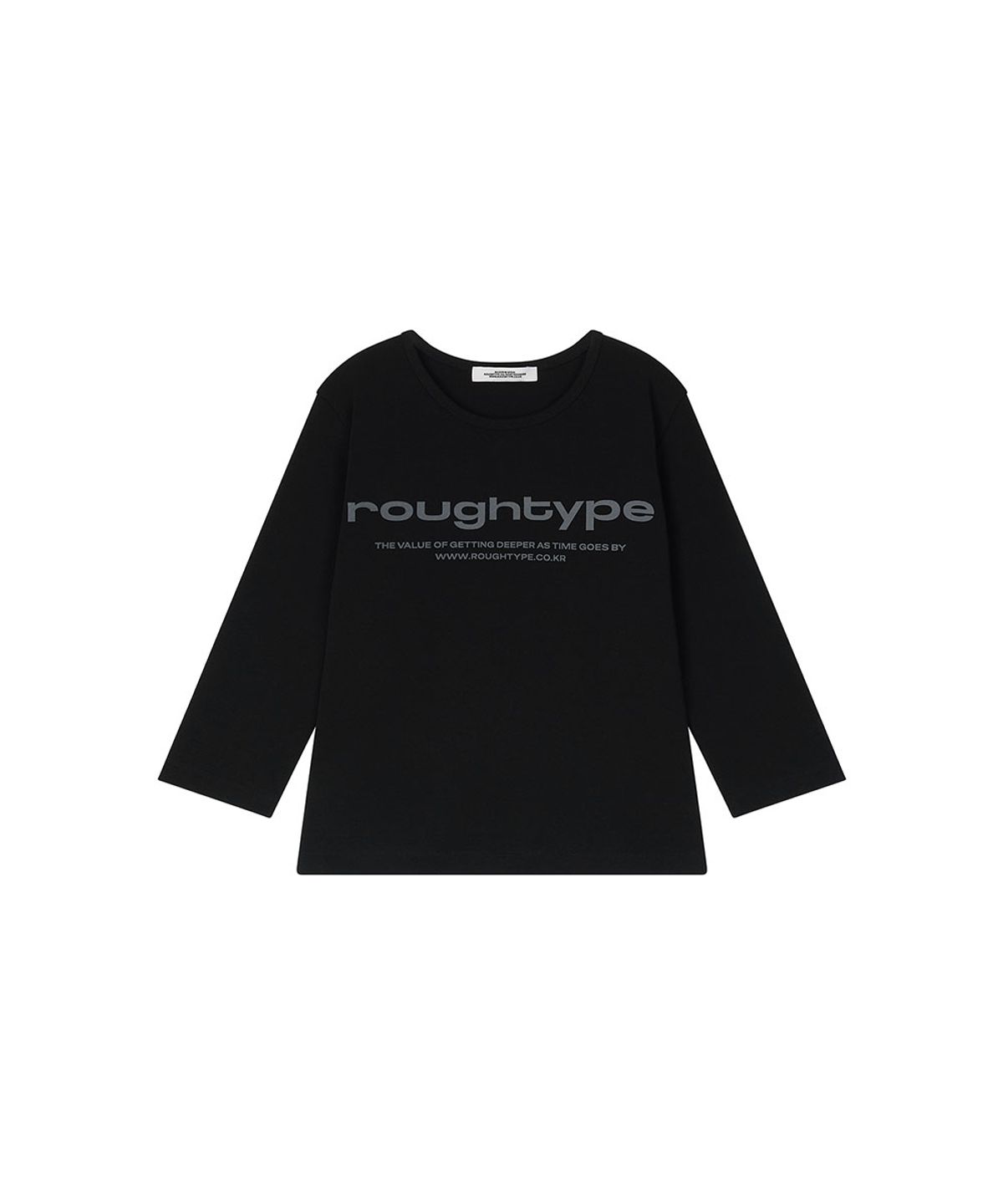 로타입(ROUGHTYPE) Lettering U-neck Half-sleeved T-shirt - Black