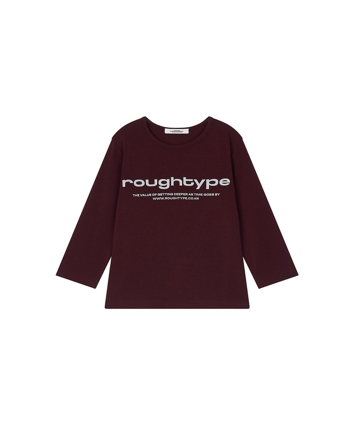 로타입(ROUGHTYPE) Lettering U-neck Half-sleeved T-shirt - Burgundy