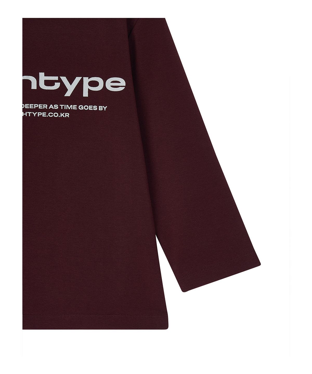 로타입(ROUGHTYPE) Lettering U-neck Half-sleeved T-shirt - Burgundy