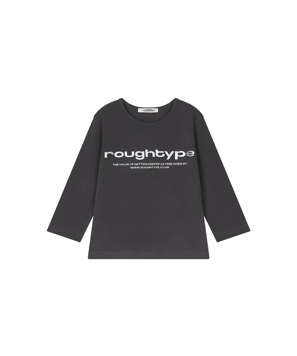 로타입(ROUGHTYPE) Lettering U-neck Half-sleeved T-shirt - Charcoal