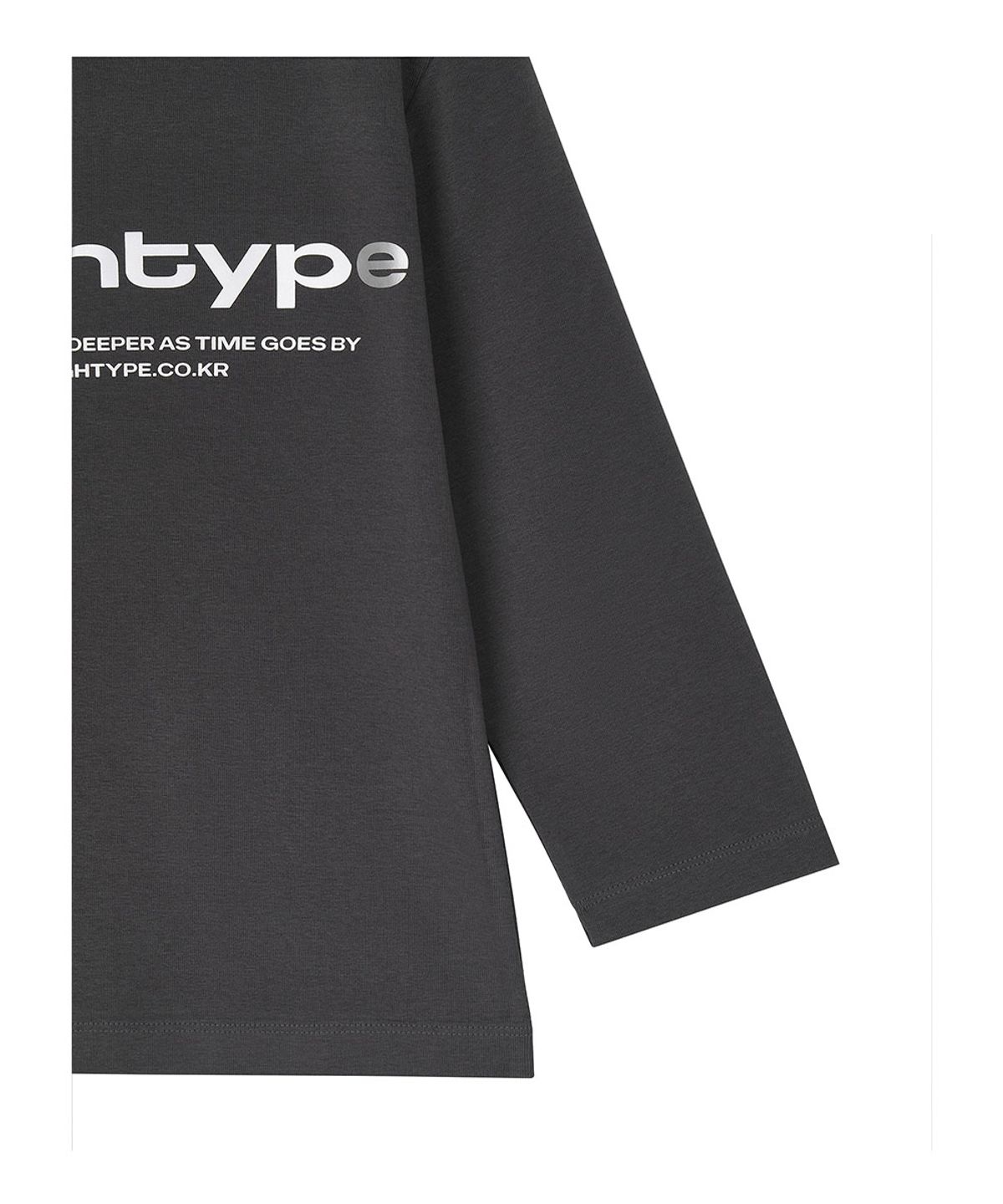 로타입(ROUGHTYPE) Lettering U-neck Half-sleeved T-shirt - Charcoal