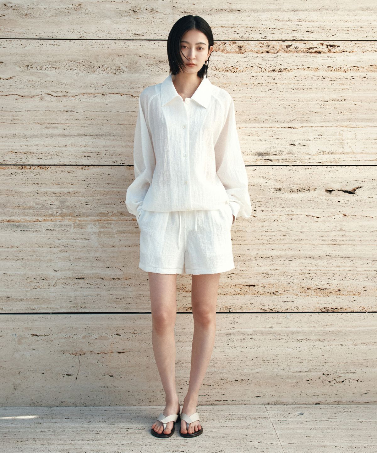 시야쥬(SIYAZU) SIPT7198 리조트 시스루 밴딩 쇼츠_White