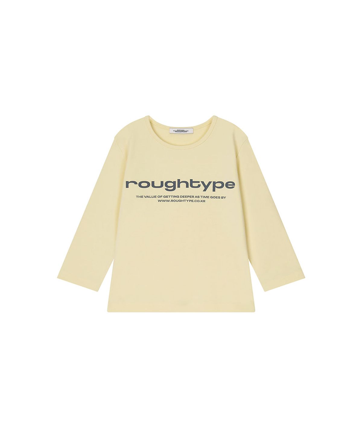 로타입(ROUGHTYPE) Lettering U-neck Half-sleeved T-shirt - Lemon