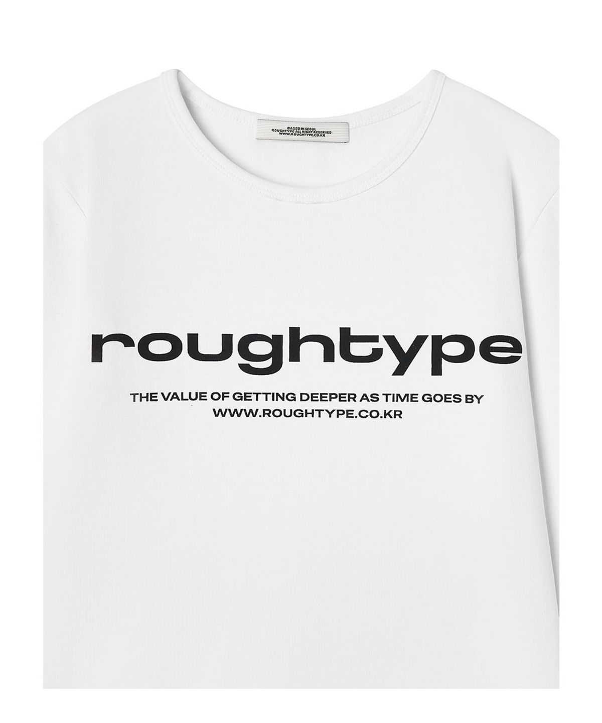 로타입(ROUGHTYPE) Lettering U-neck Half-sleeved T-shirt - White