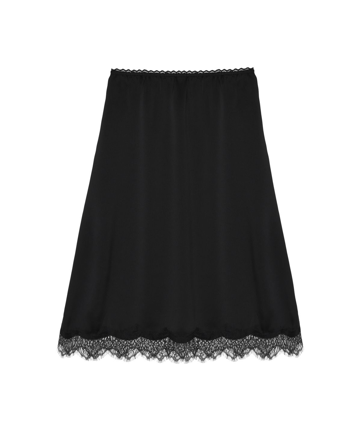 닉앤니콜(NICK&NICOLE) SATIN LACE LONG SKIRT_BLACK