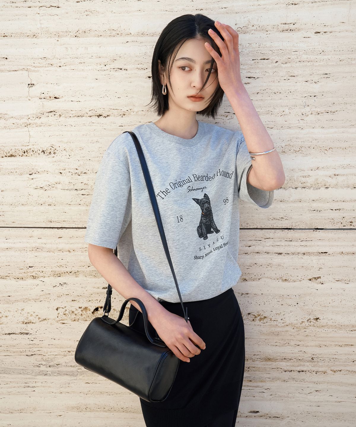 시야쥬(SIYAZU) SITP5297 슈나우저 반팔 티셔츠_Melange gray