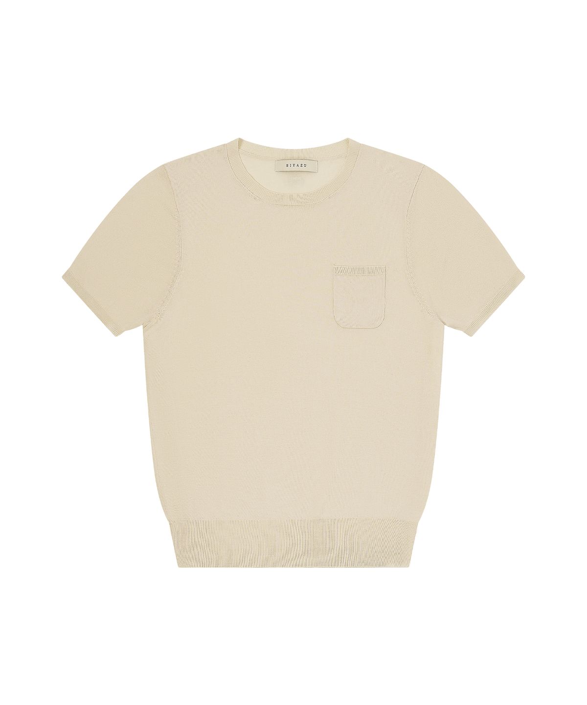 시야쥬(SIYAZU) SIKN2188 플루이드 포켓 반팔 니트_Skin beige