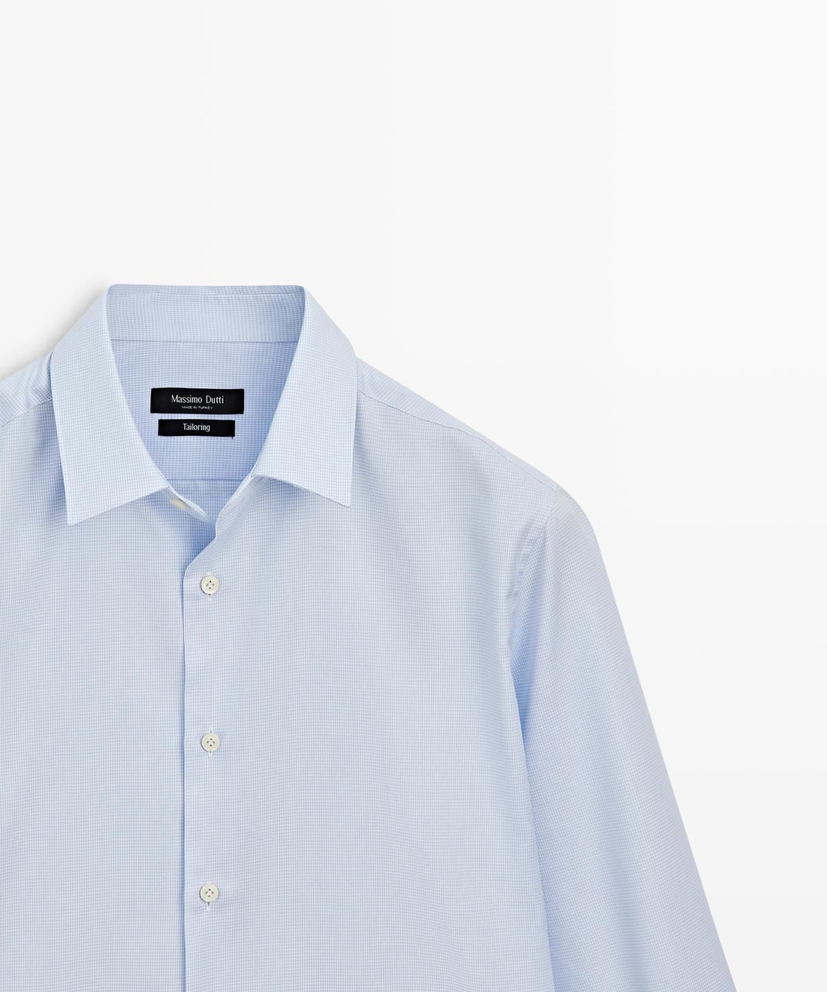 마시모두띠(MASSIMO DUTTI) 슬림 핏 마이크로 체크 테일러링 셔츠
