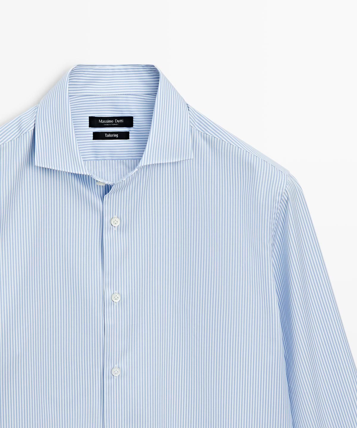 마시모두띠(MASSIMO DUTTI) 슬림 핏 스트라이프 테일러링 셔츠