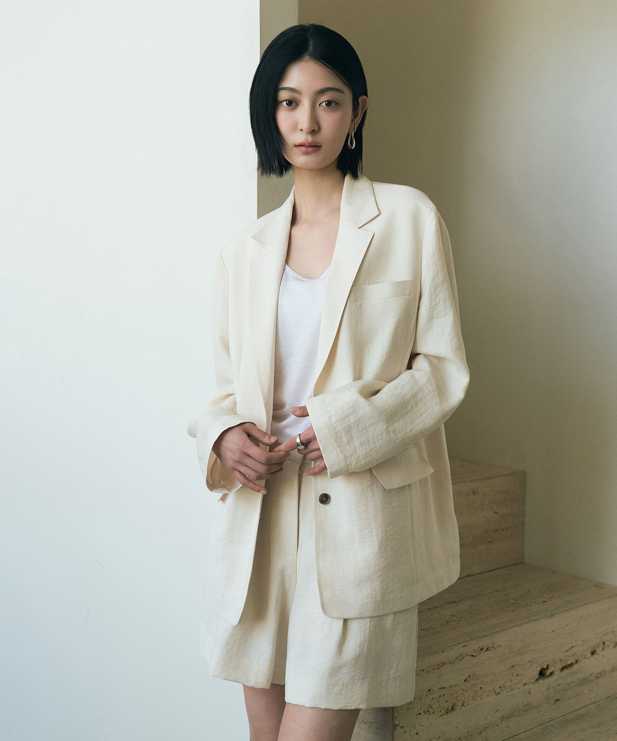 시야쥬(SIYAZU) SIOT4195 라운지 소프트 블레이저_Light beige