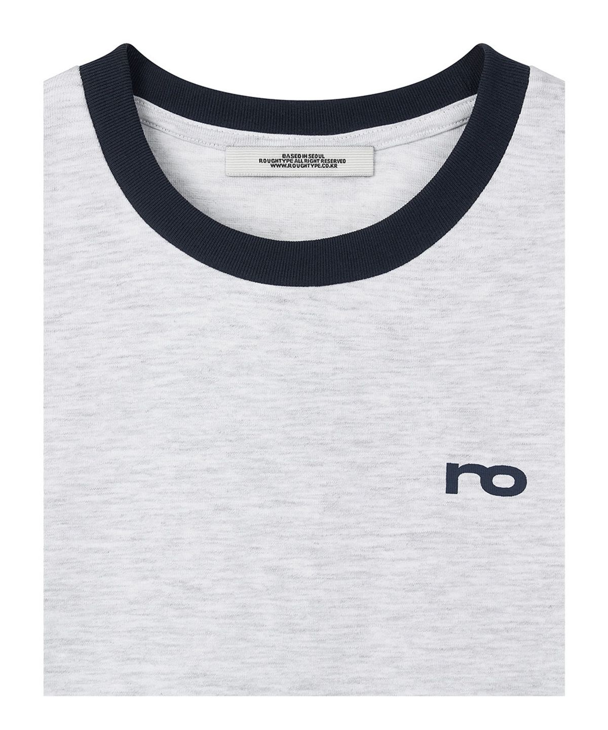 로타입(ROUGHTYPE) RO Cropped Ringer T-Shirt - White melange