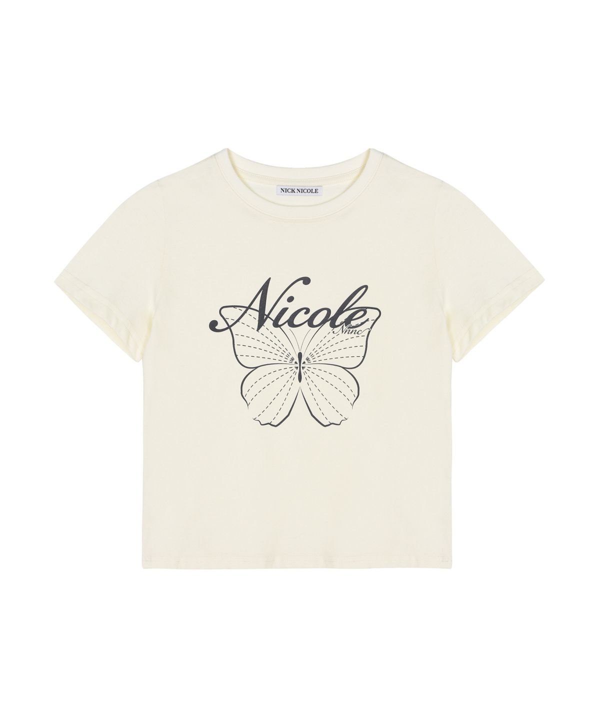 닉앤니콜(NICK&NICOLE) NICOLE BUTTERFLY SLIM TOP_CREAM CHARCOAL