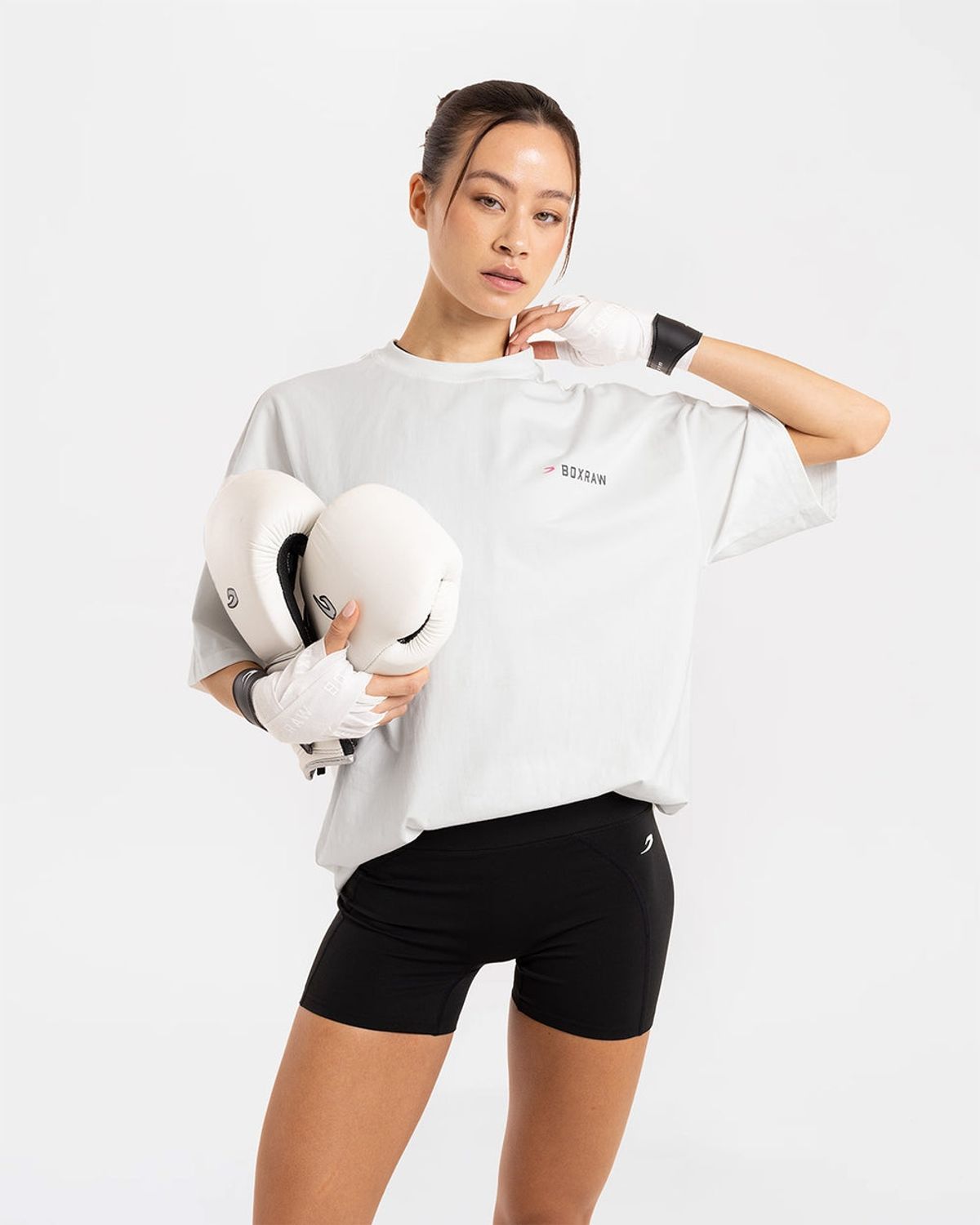 복스로(BOXRAW) We Dont Play Boxing 오버사이즈 티셔츠 - 여성 W BXRW-U-WDPBT-W [화이트/핑크]
