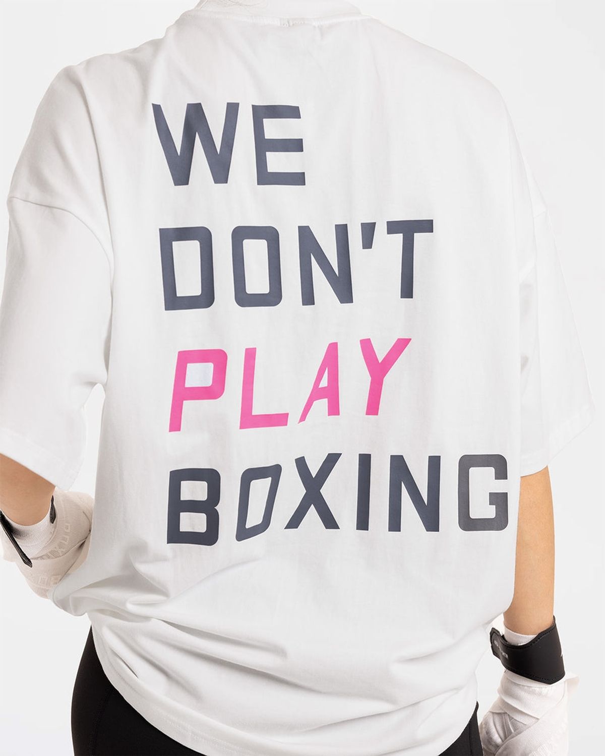 복스로(BOXRAW) We Dont Play Boxing 오버사이즈 티셔츠 - 여성 W BXRW-U-WDPBT-W [화이트/핑크]
