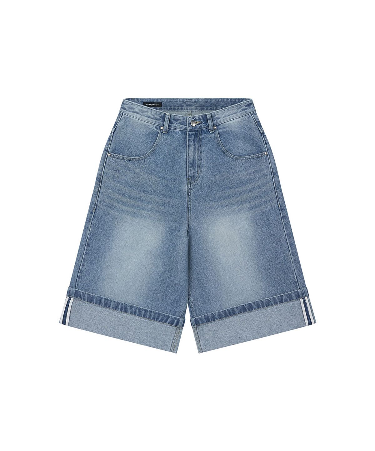 로타입(ROUGHTYPE) Roll-up Line Bermuda Pants - Light blue