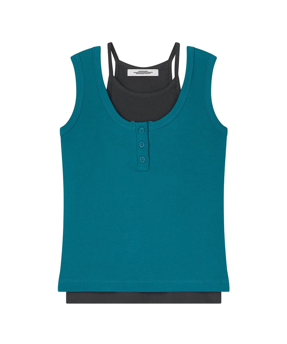 로타입(ROUGHTYPE) Henley Neck Layered Sleeveless  - Blue