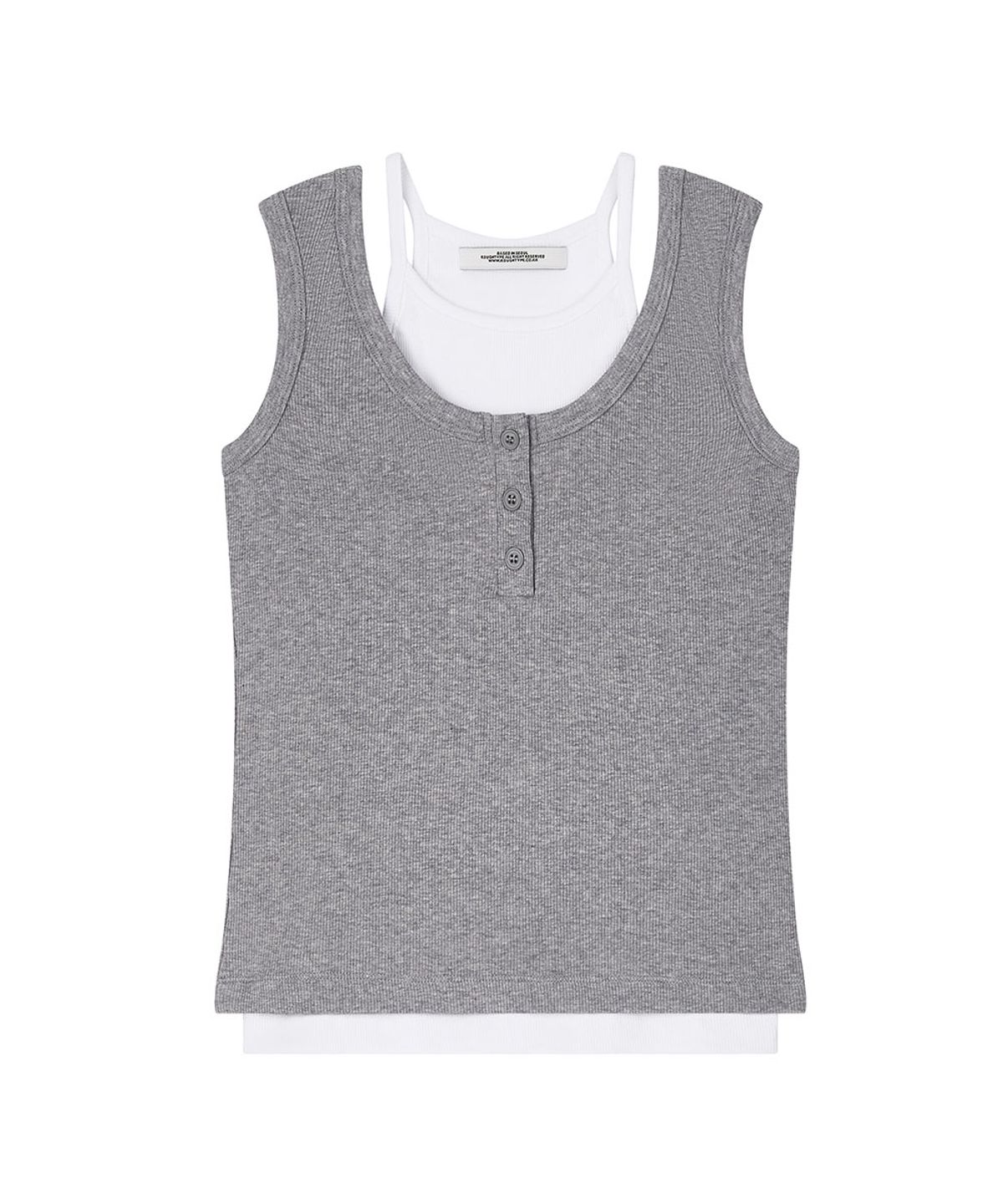 로타입(ROUGHTYPE) Henley Neck Layered Sleeveless  - Gray