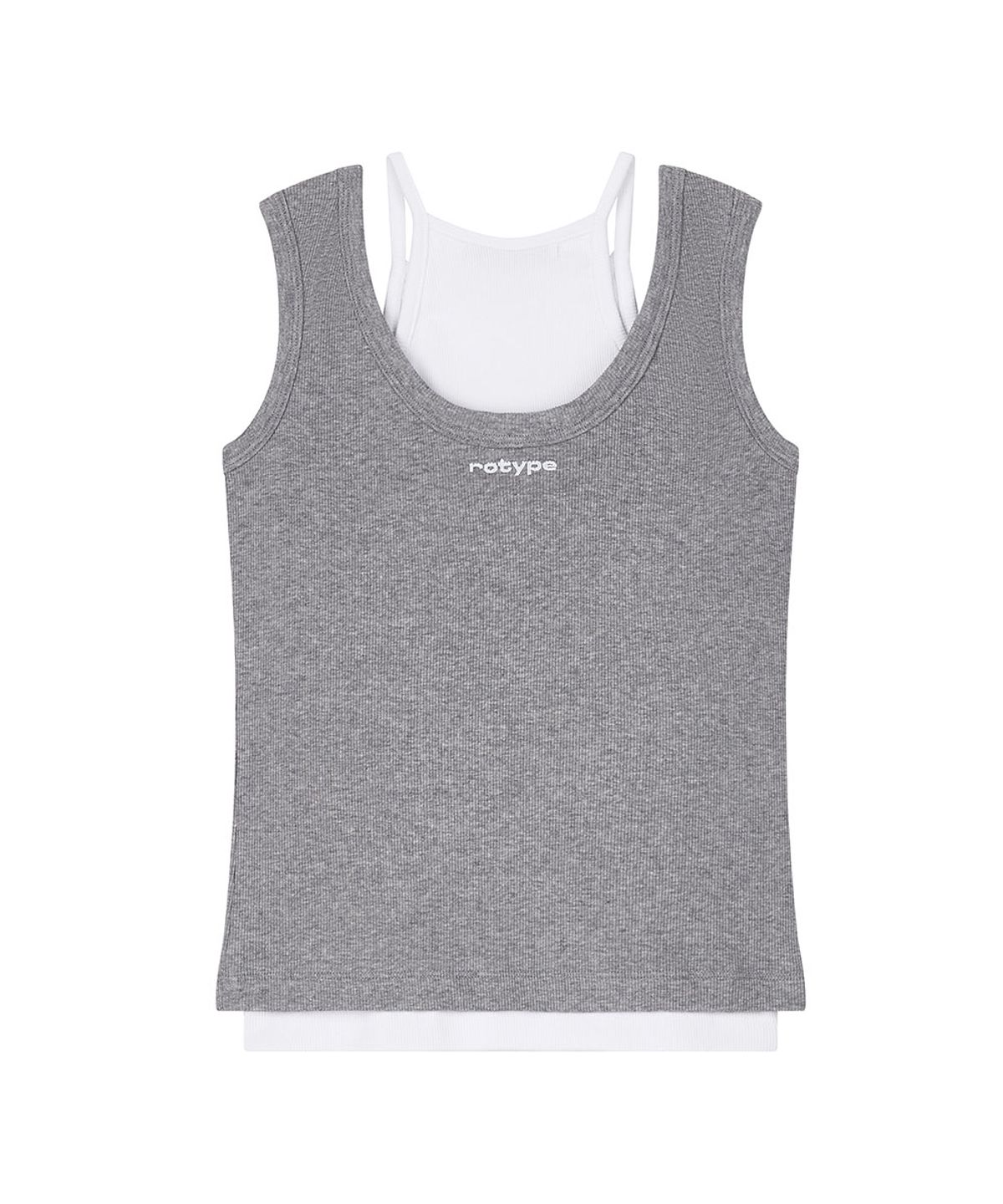 로타입(ROUGHTYPE) Henley Neck Layered Sleeveless  - Gray
