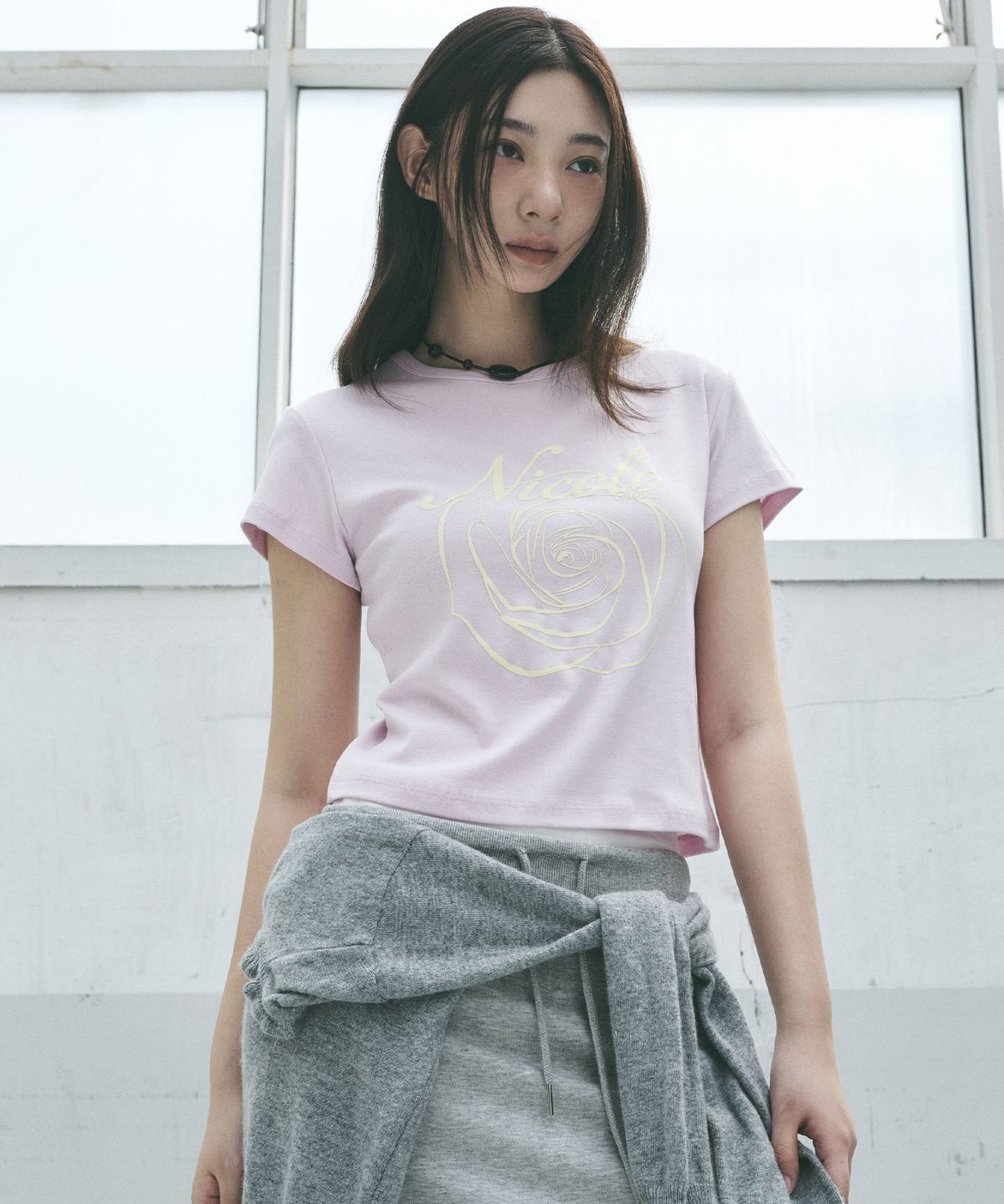 닉앤니콜(NICK&NICOLE) ROSE LETTERING CROPPED TOP_PINK