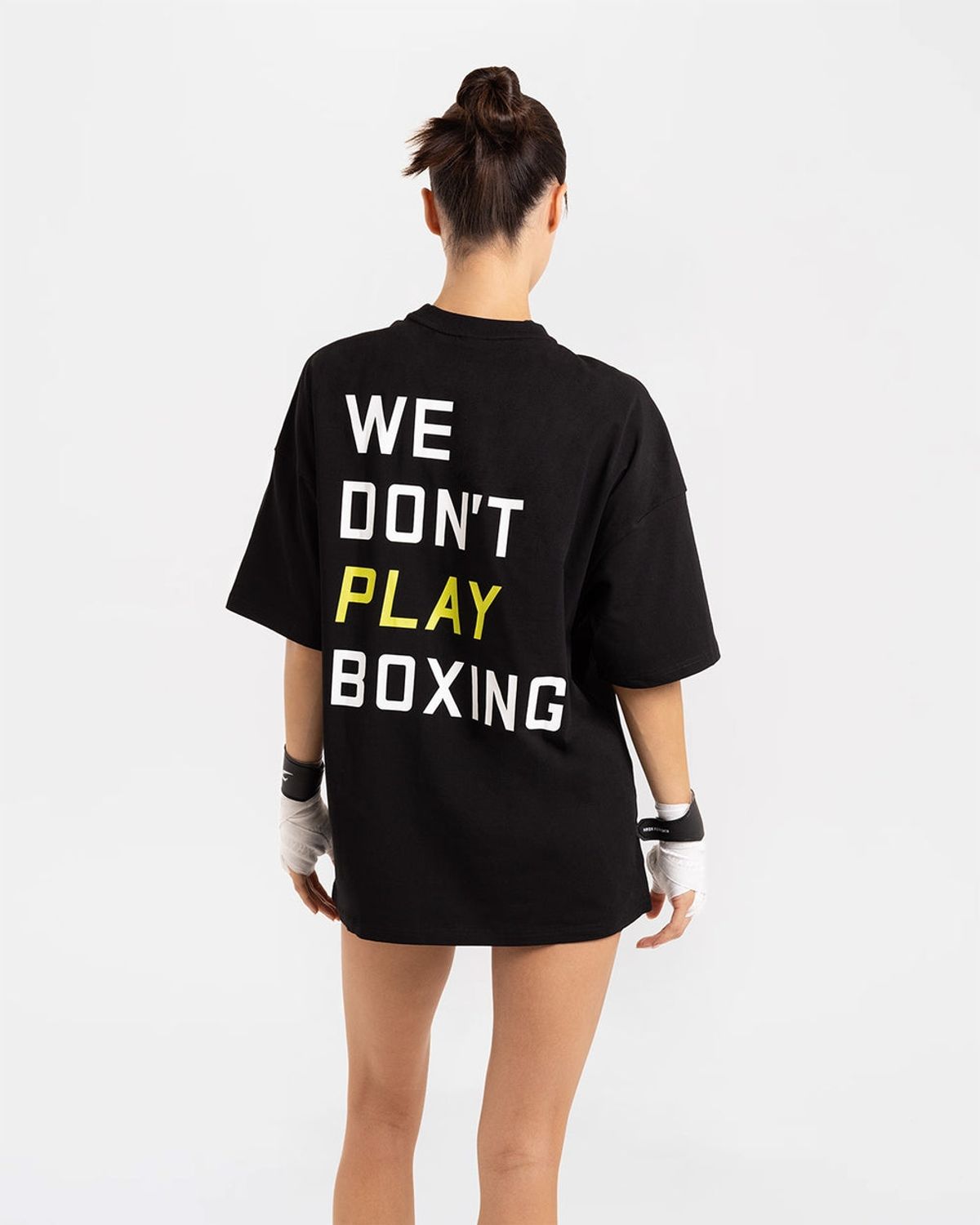복스로(BOXRAW) We Dont Play Boxing 오버사이즈 티셔츠 - 여성 W BXRW-U-WDPBT-W [블랙/옐로우]