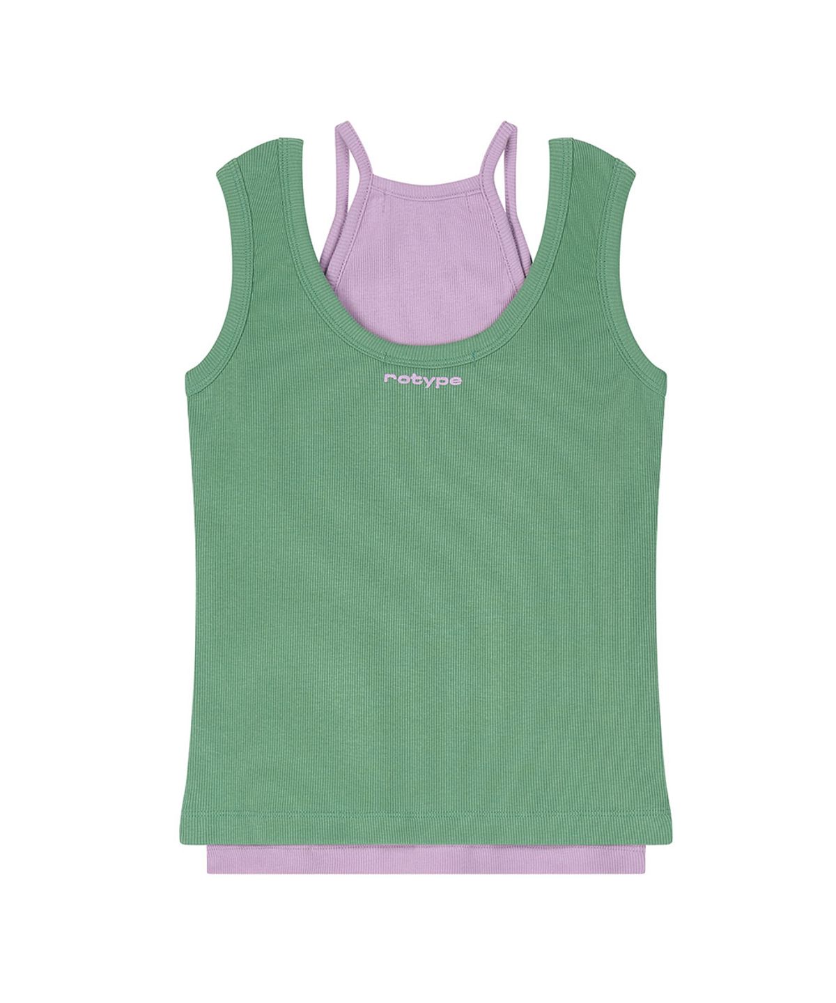 로타입(ROUGHTYPE) Henley Neck Layered Sleeveless  - Green