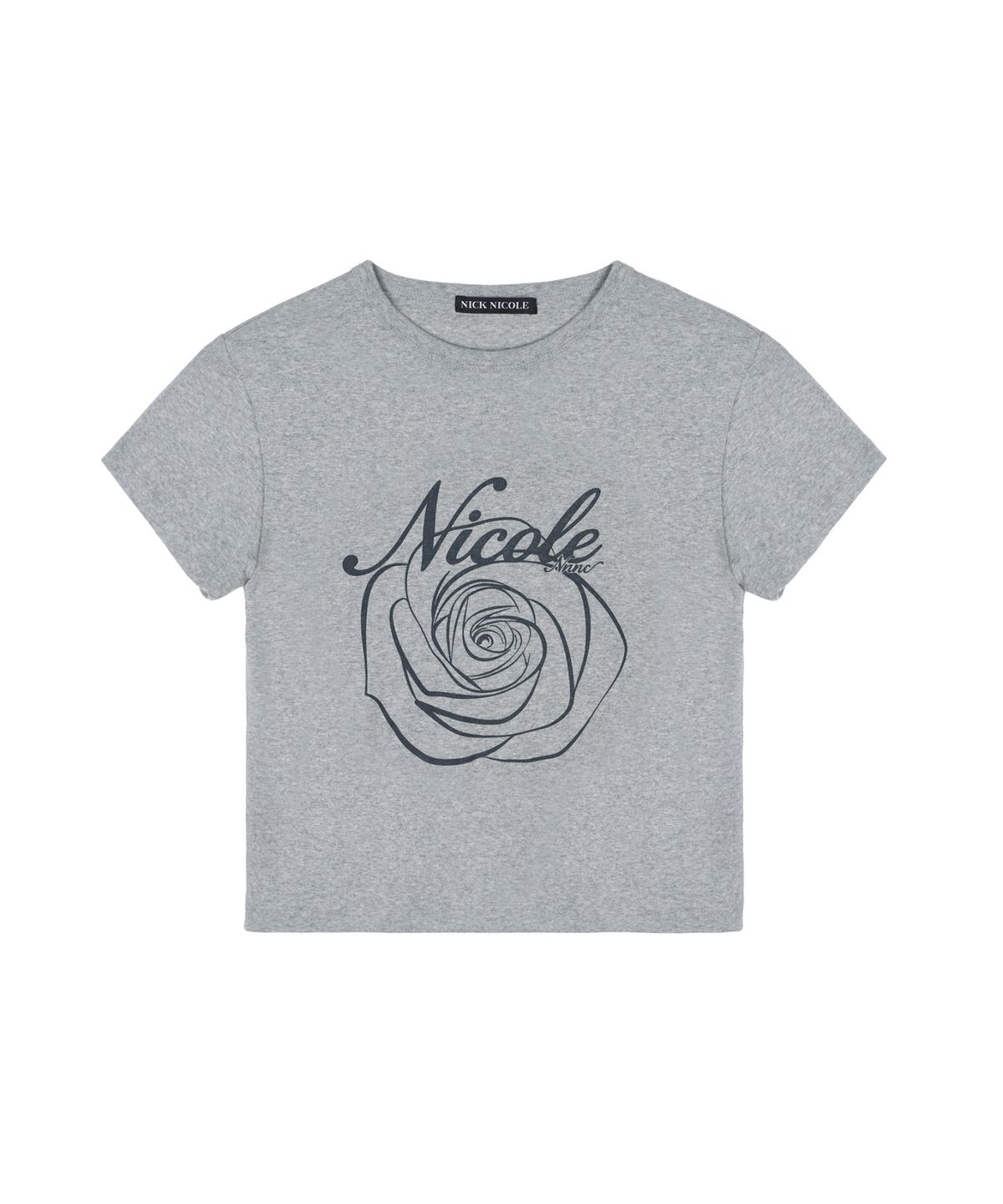 닉앤니콜(NICK&NICOLE) ROSE LETTERING CROPPED TOP_GRAY