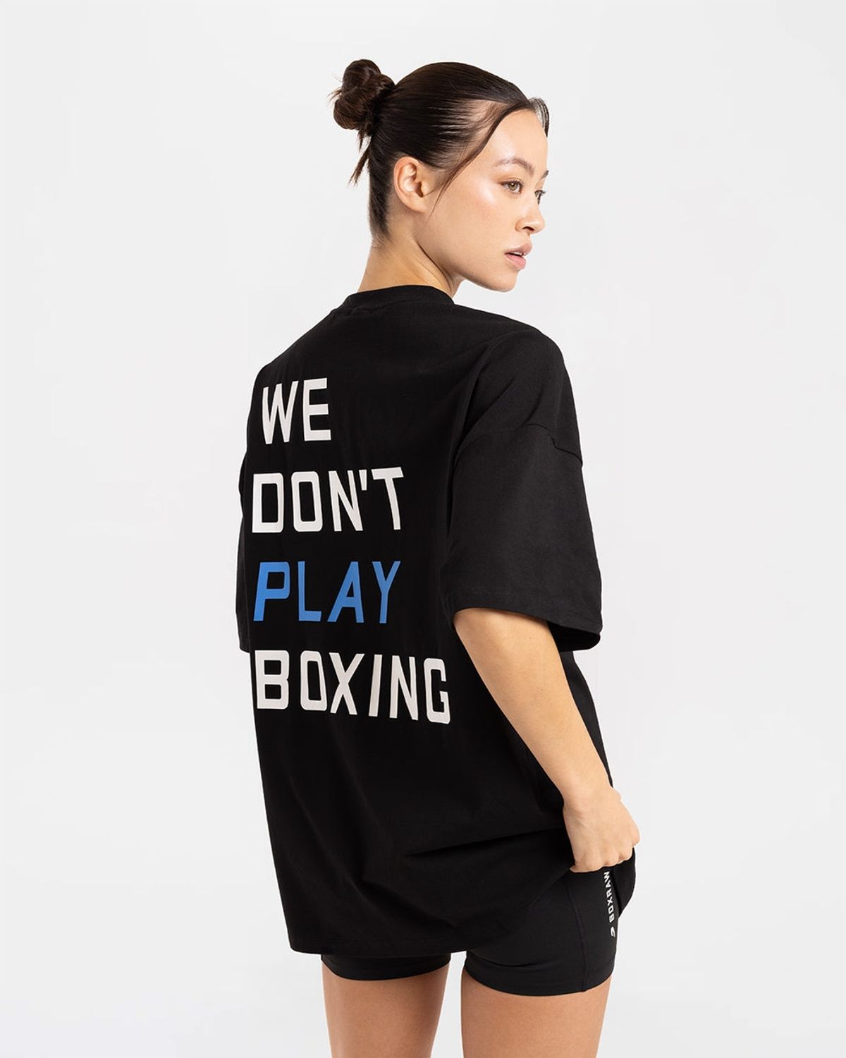 복스로(BOXRAW) We Dont Play Boxing 오버사이즈 티셔츠 - 여성 W BXRW-U-WDPBT-W [블랙/블루]