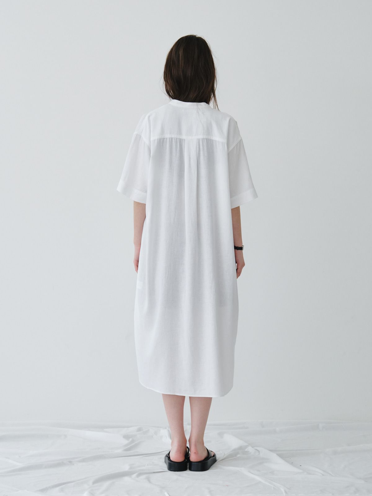 리플레인(REPLAIN) LINEN LONG SHIRT DRESS_OFF WHITE