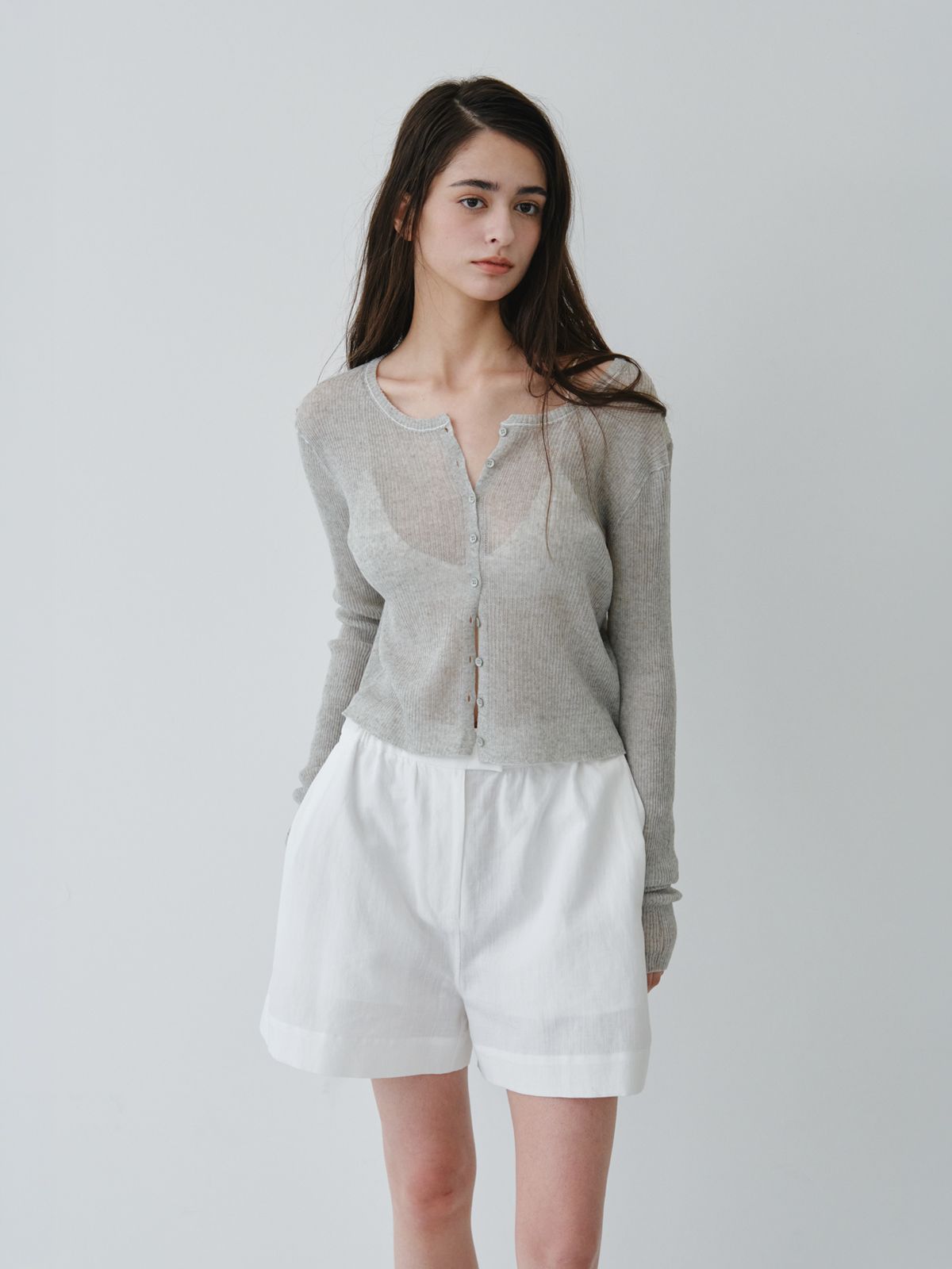 리플레인(REPLAIN) LINEN VOLUME SHORTS_OFF WHITE