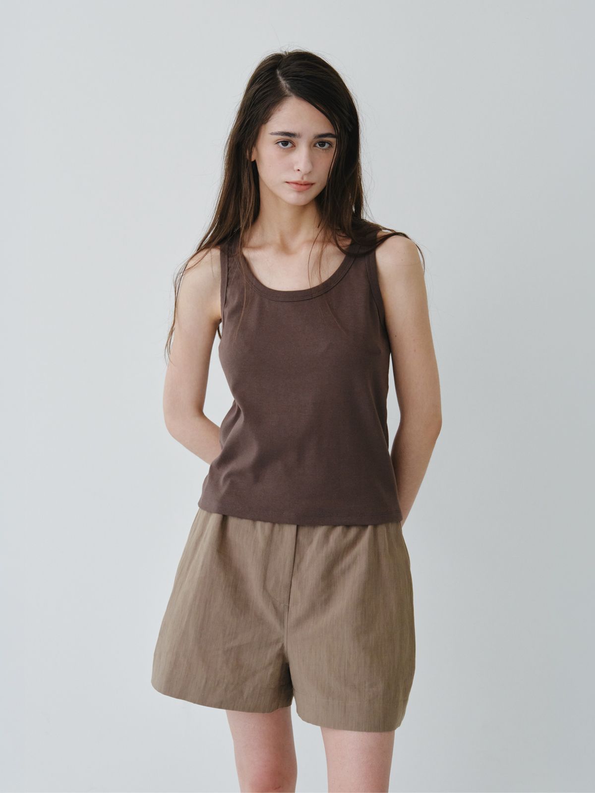 리플레인(REPLAIN) LINEN VOLUME SHORTS_KHAKI