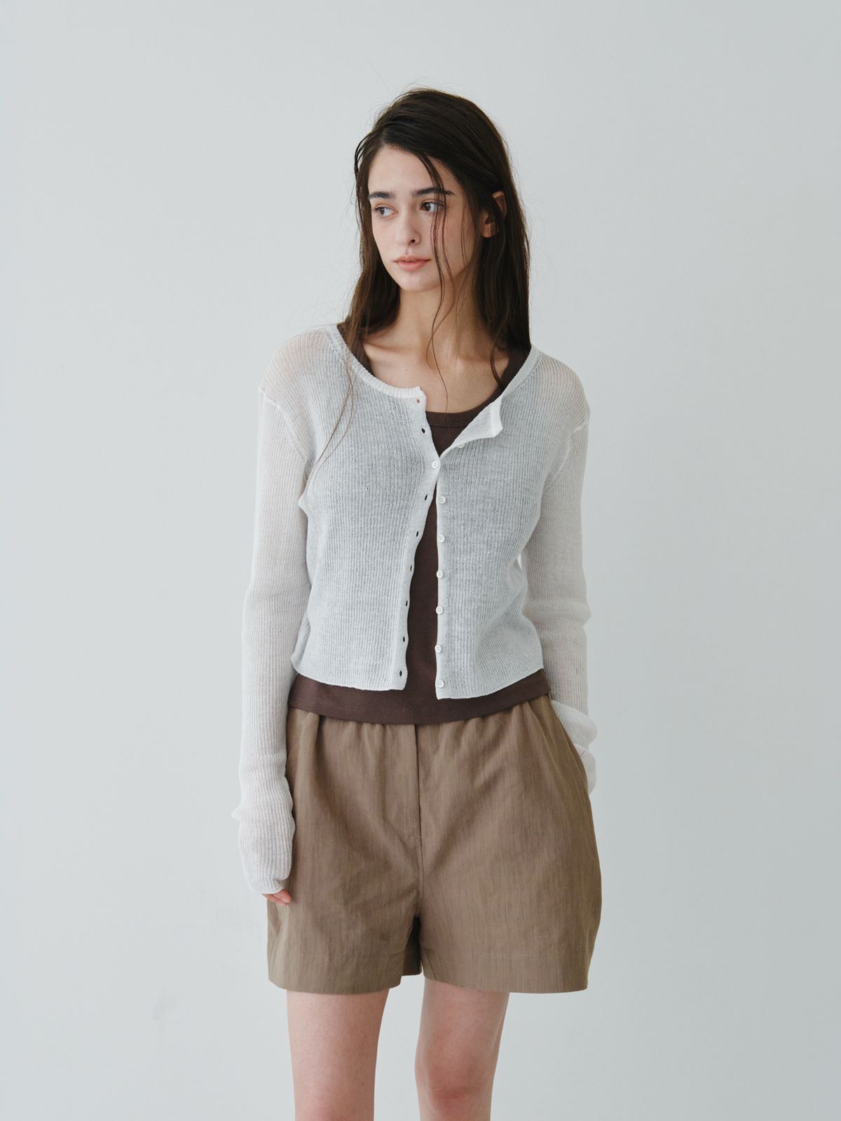 리플레인(REPLAIN) LINEN VOLUME SHORTS_KHAKI