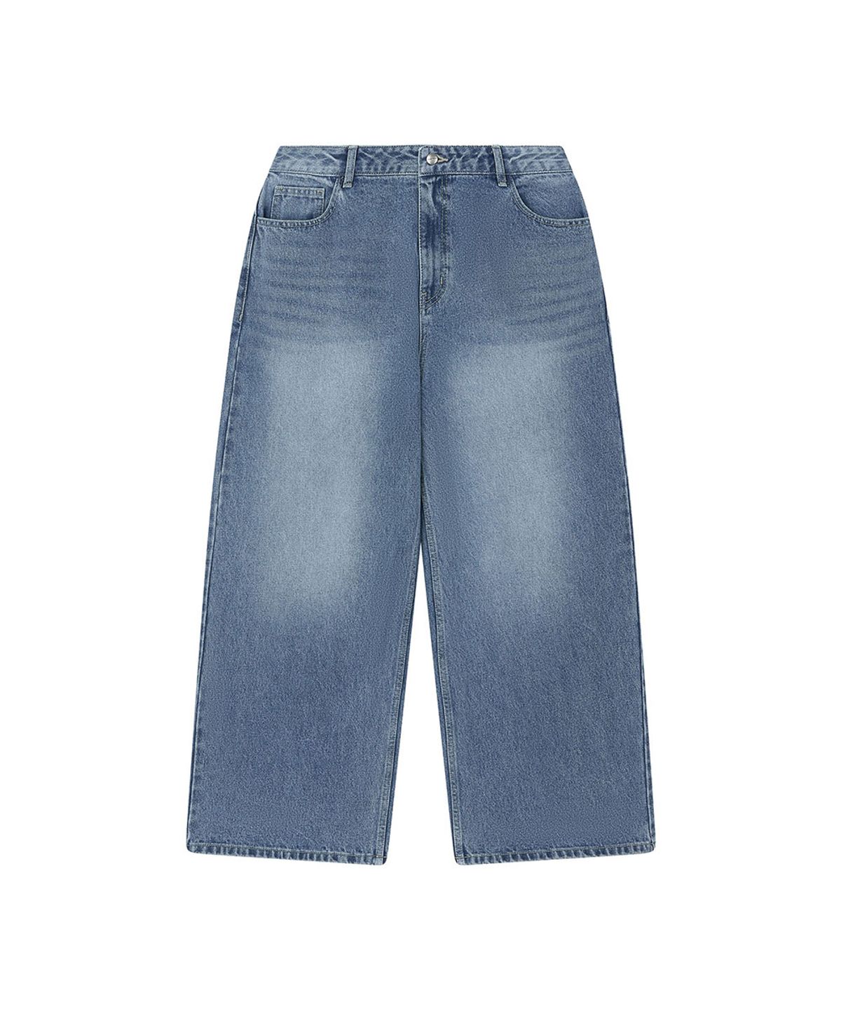 로타입(ROUGHTYPE) Stud Line Wide Denim Pants - Mid blue