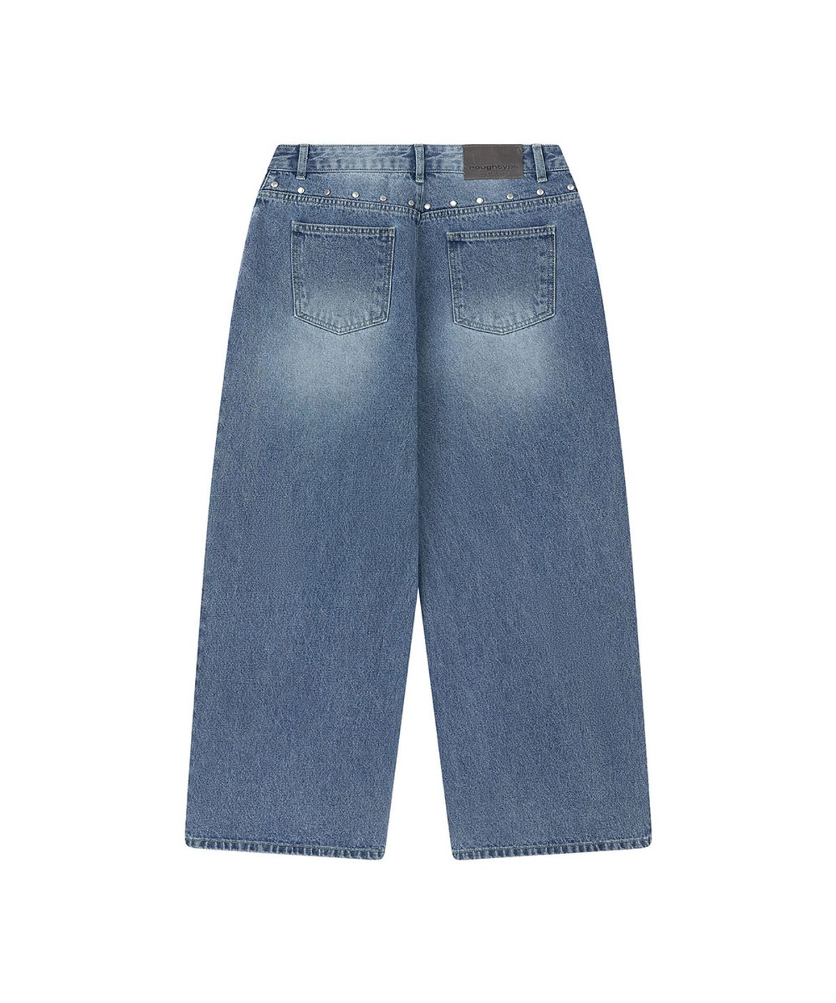 로타입(ROUGHTYPE) Stud Line Wide Denim Pants - Mid blue