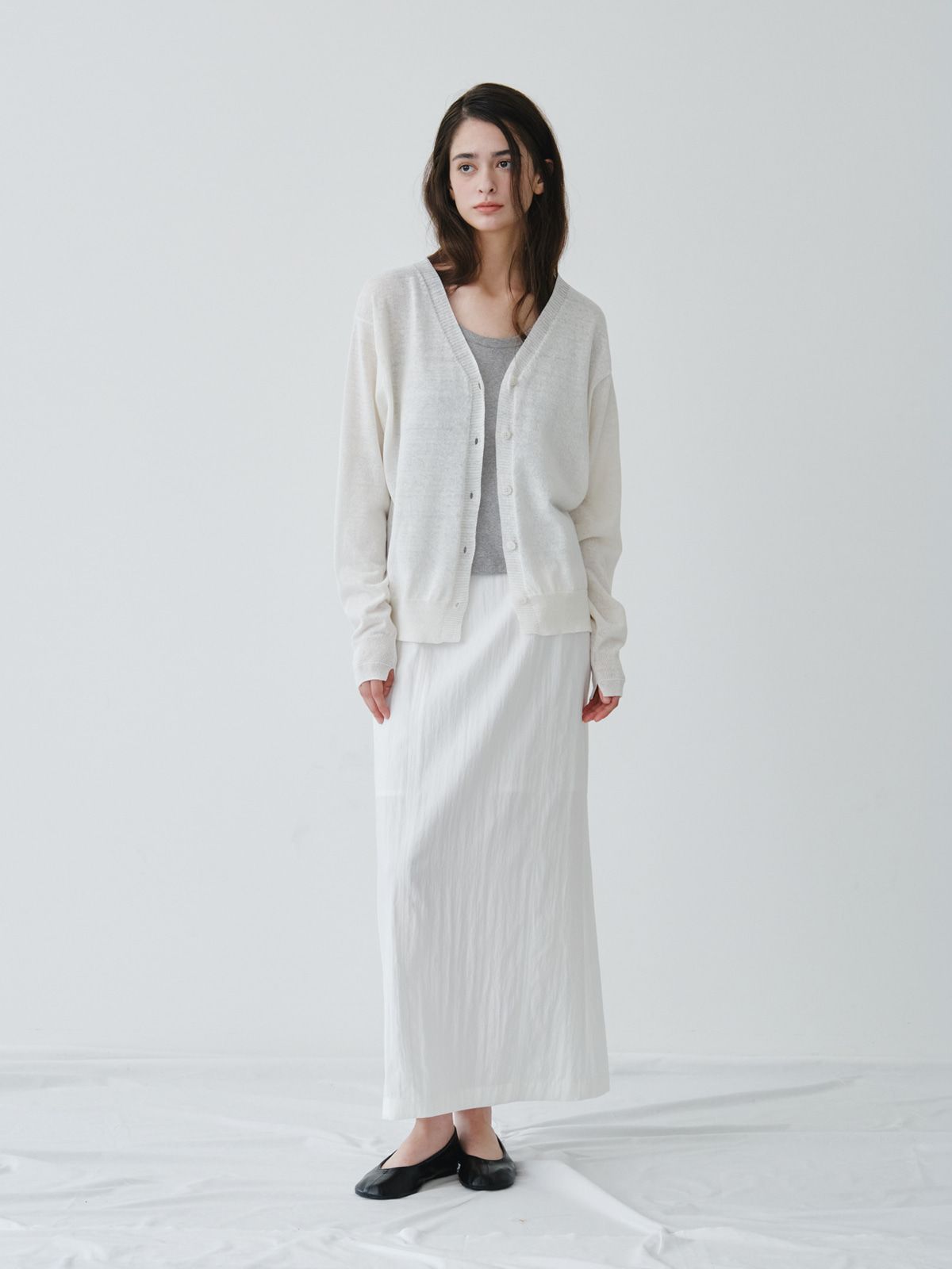 리플레인(REPLAIN) MAXI BACK SLIT SKIRT_OFF WHITE