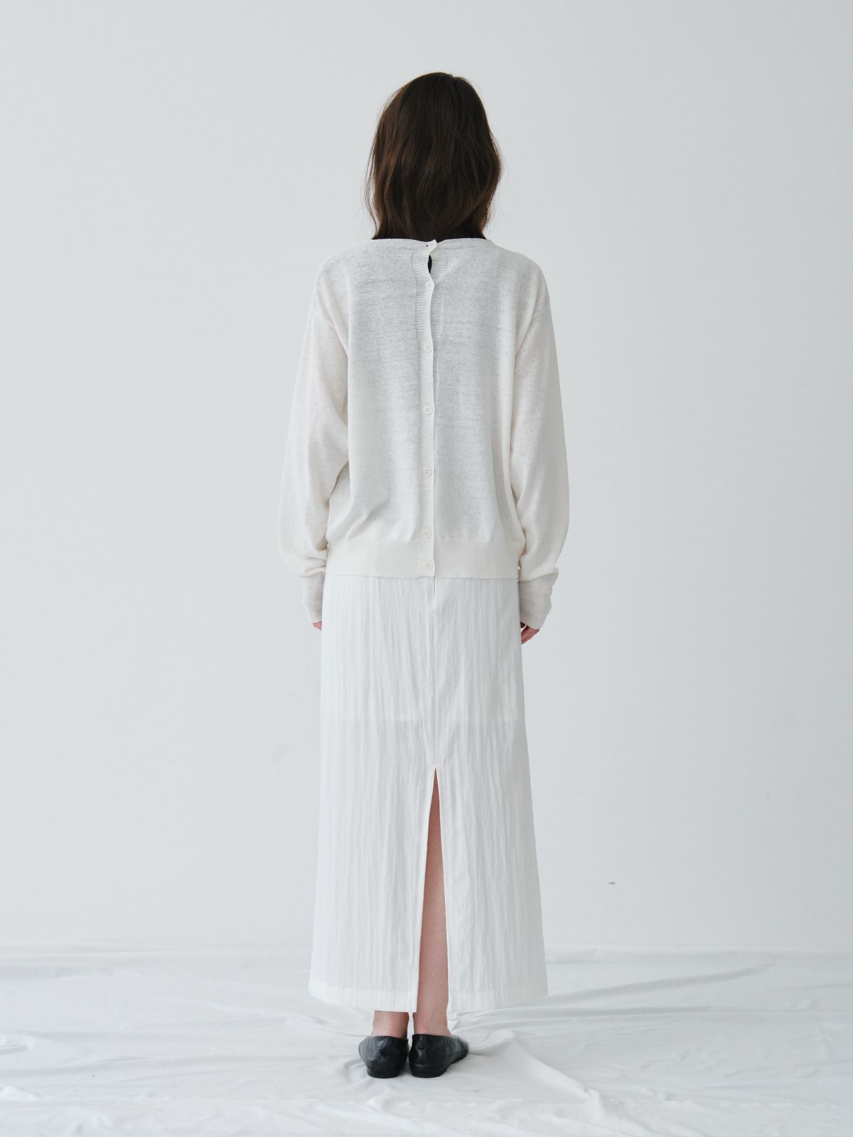 리플레인(REPLAIN) MAXI BACK SLIT SKIRT_OFF WHITE