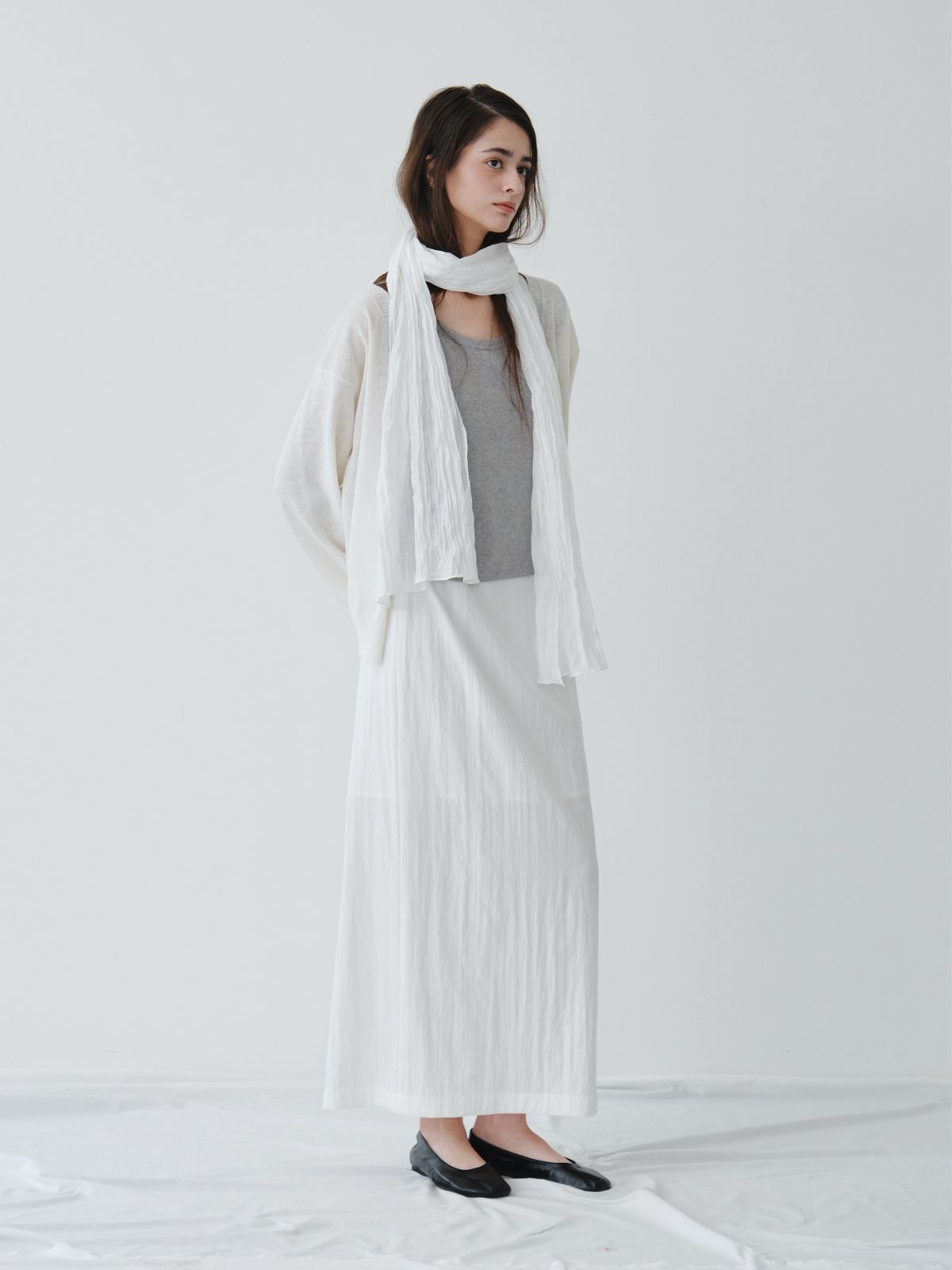 리플레인(REPLAIN) MAXI BACK SLIT SKIRT_OFF WHITE