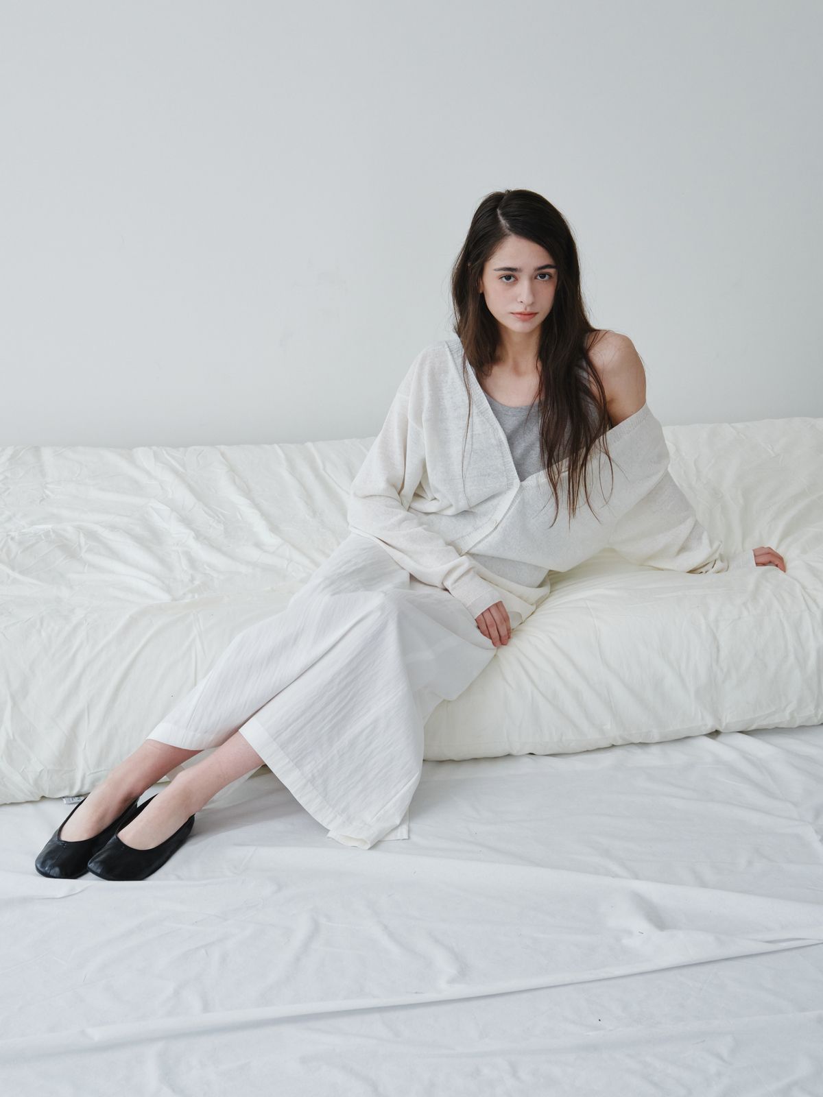 리플레인(REPLAIN) MAXI BACK SLIT SKIRT_OFF WHITE