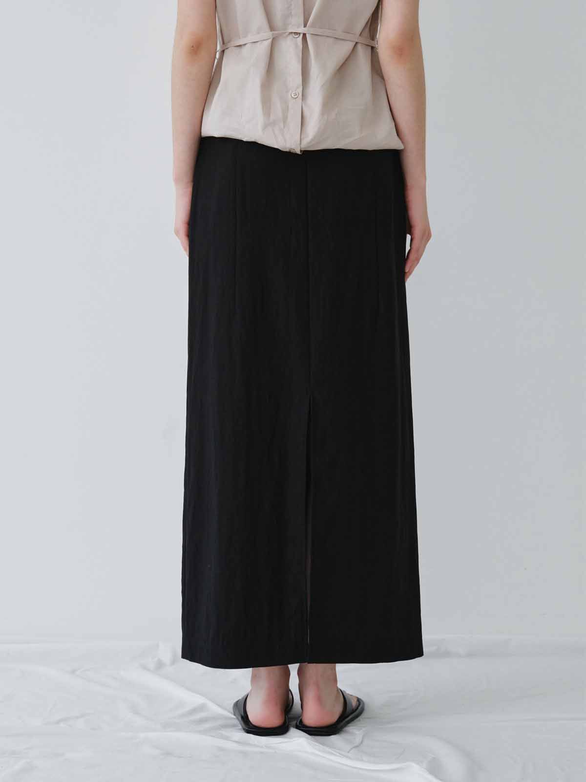 리플레인(REPLAIN) MAXI BACK SLIT SKIRT_BLACK