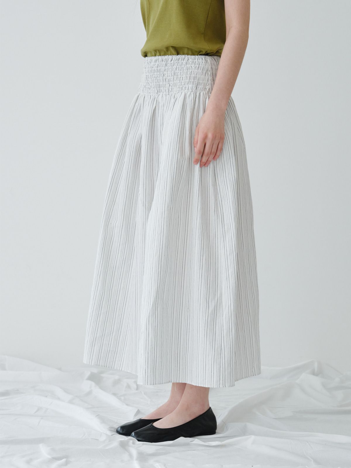 리플레인(REPLAIN) SMOCK BANDING GATHER SKIRT_OFF WHITE