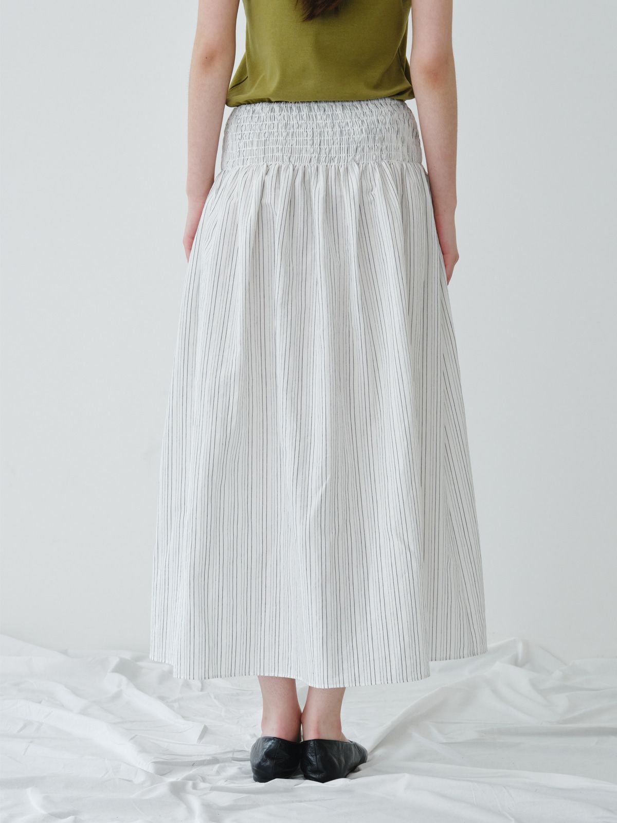 리플레인(REPLAIN) SMOCK BANDING GATHER SKIRT_OFF WHITE