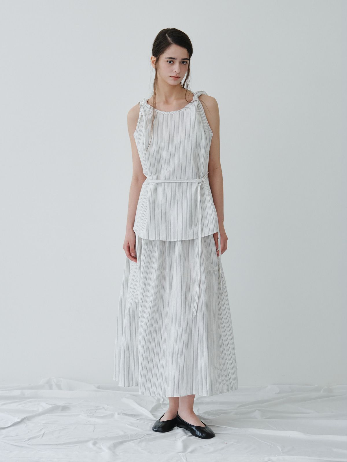 리플레인(REPLAIN) SMOCK BANDING GATHER SKIRT_OFF WHITE